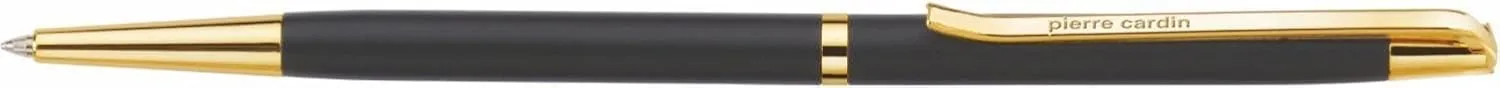 Pierre Cardin Musk Matt Black Premium Ball Pen With Twist Mechanism | Luxurious Slim Body Design with Long Gold Finish Clip | Ideal for Festive