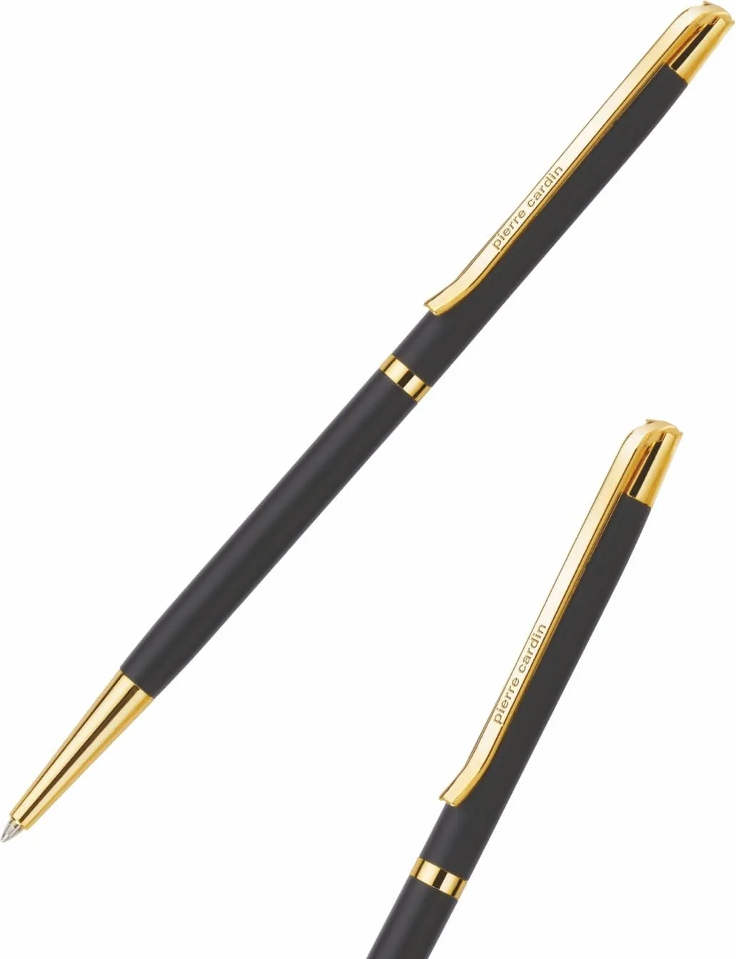 Pierre Cardin Musk Matt Black Premium Ball Pen With Twist Mechanism | Luxurious Slim Body Design with Long Gold Finish Clip | Ideal for Festive