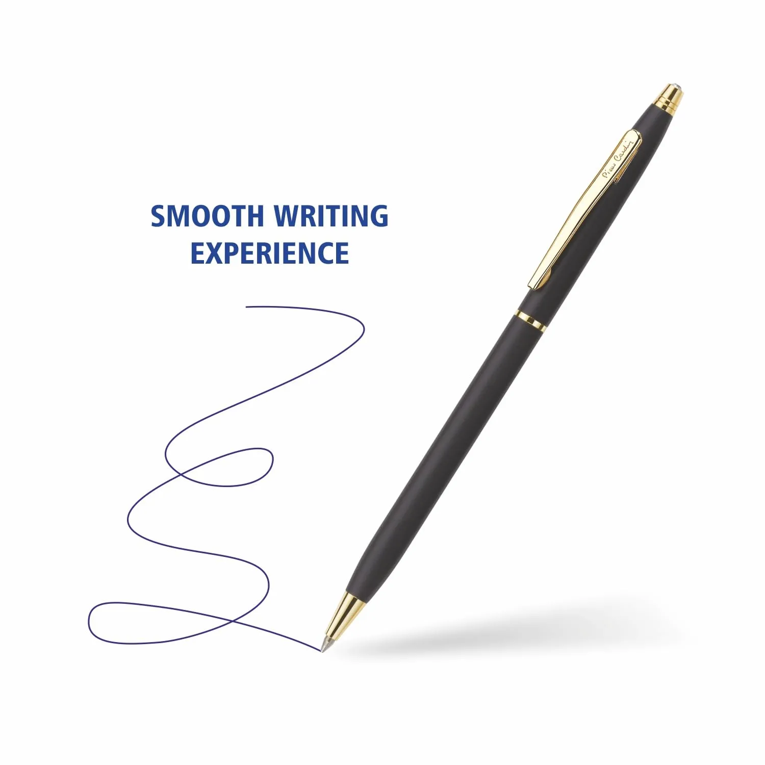 Pierre Cardin Kriss Japan Black Ball Pen with Twist Mechanism | Premium Matt Finish Texture with Crystal Studd on Top | Ideal For Christmas, New Year