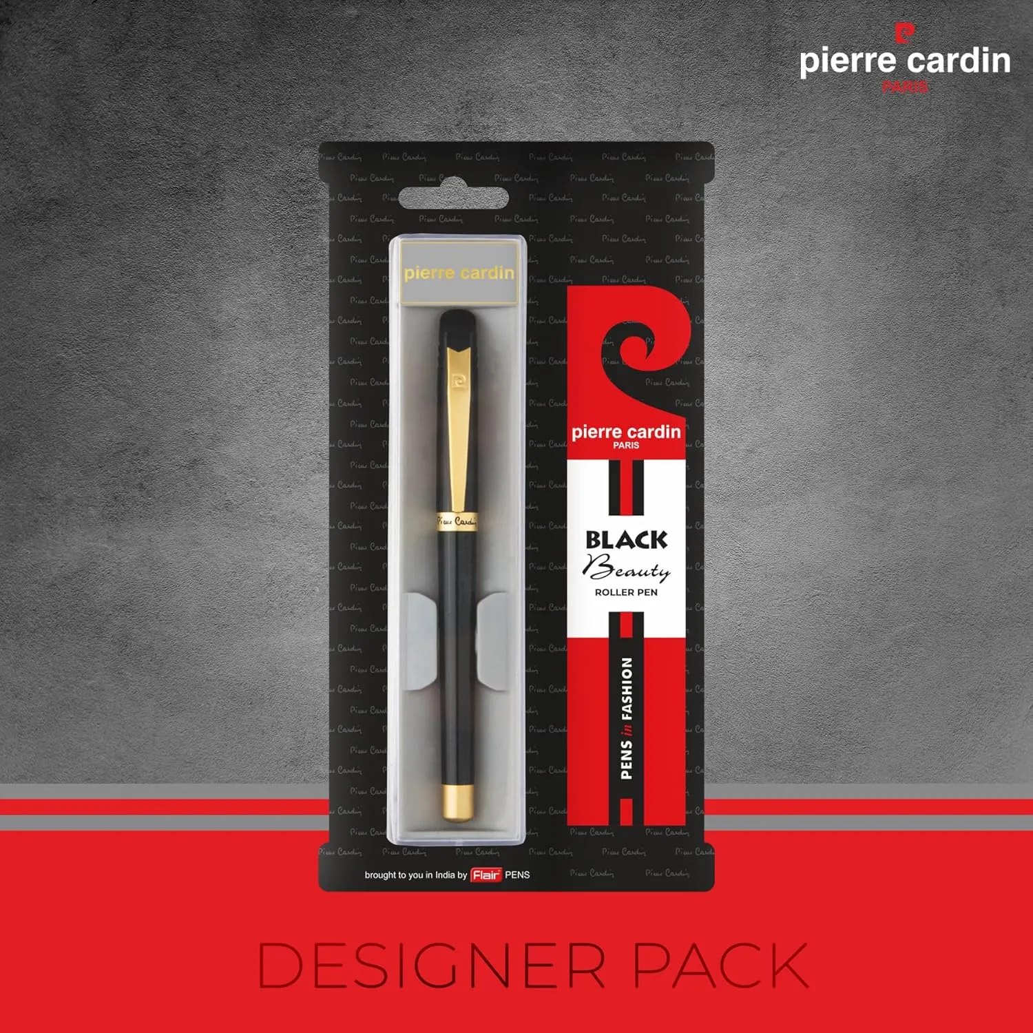 Pierre Cardin Black Beauty Premium Metal Roller Ball Pen | Luxurious Acrylic Black Body with Satin Gold Finish Clip | Ideal for Festive
