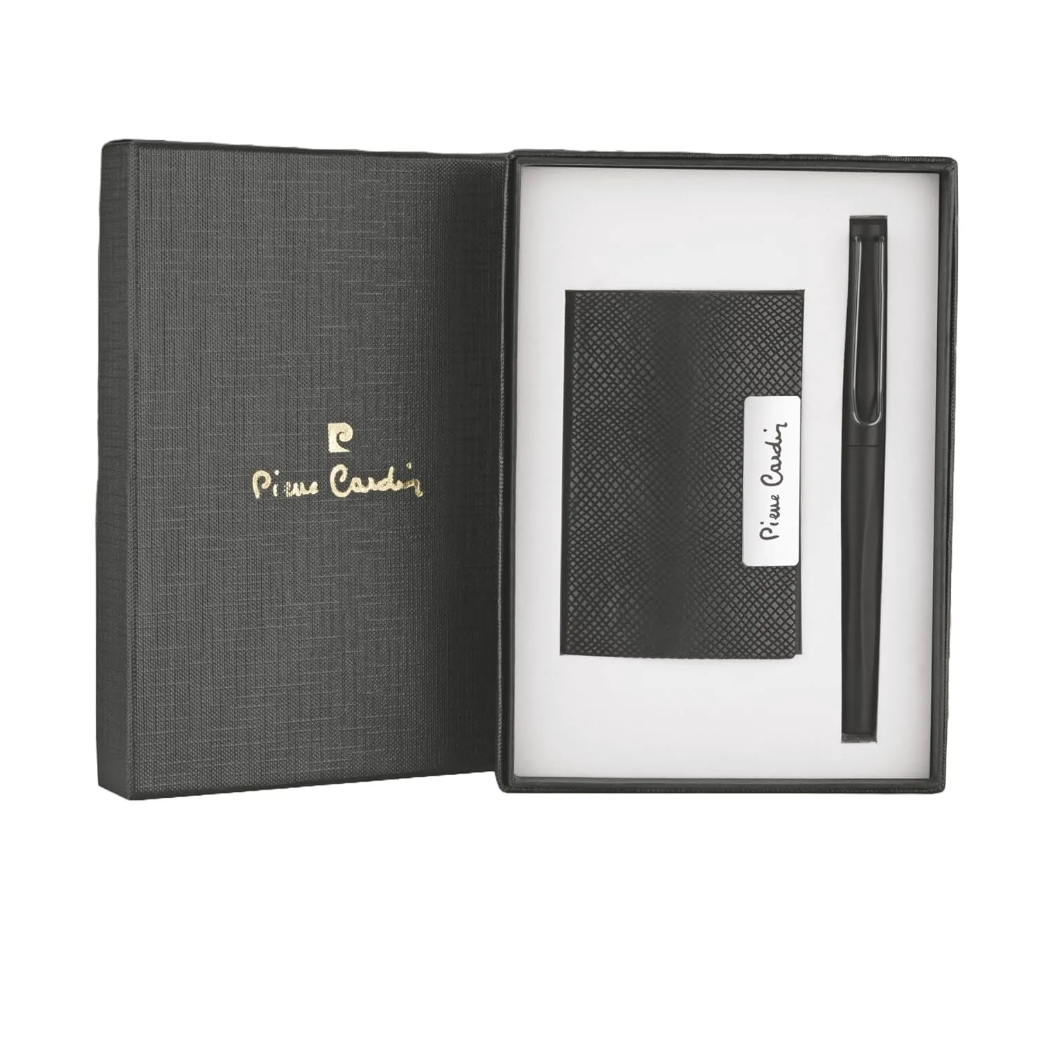 Pierre Cardin Officer Gift Set | Premium Black Vellfire Roller Pen with Card Holder Combo | Ideal for Festive