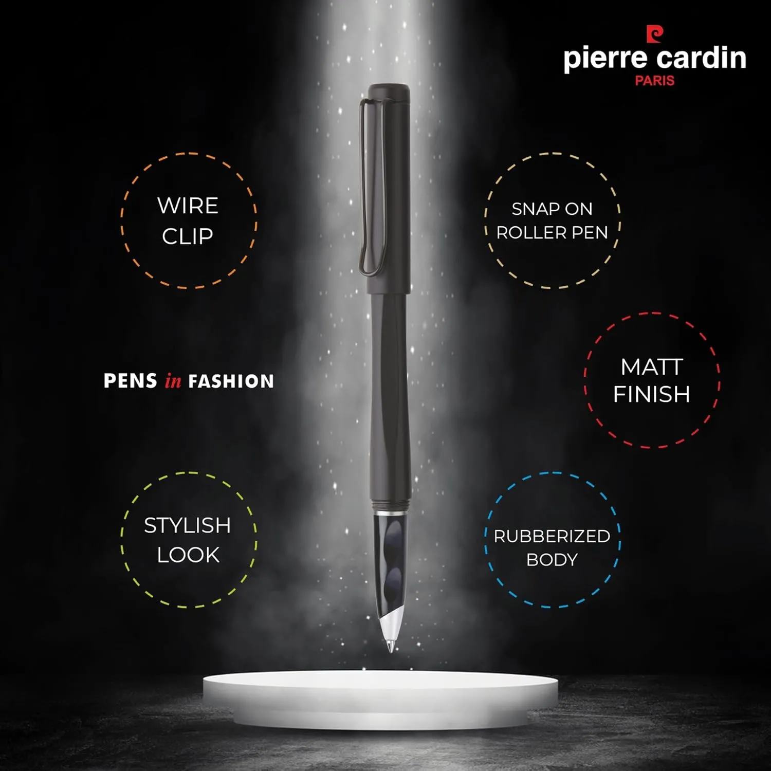 Pierre Cardin Officer Gift Set | Premium Black Vellfire Roller Pen with Card Holder Combo | Ideal for Festive