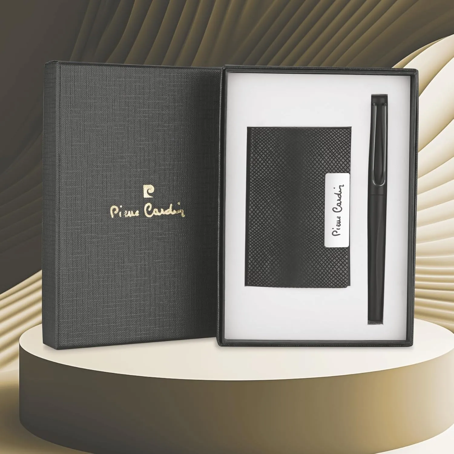 Pierre Cardin Officer Gift Set | Premium Black Vellfire Roller Pen with Card Holder Combo | Ideal for Festive