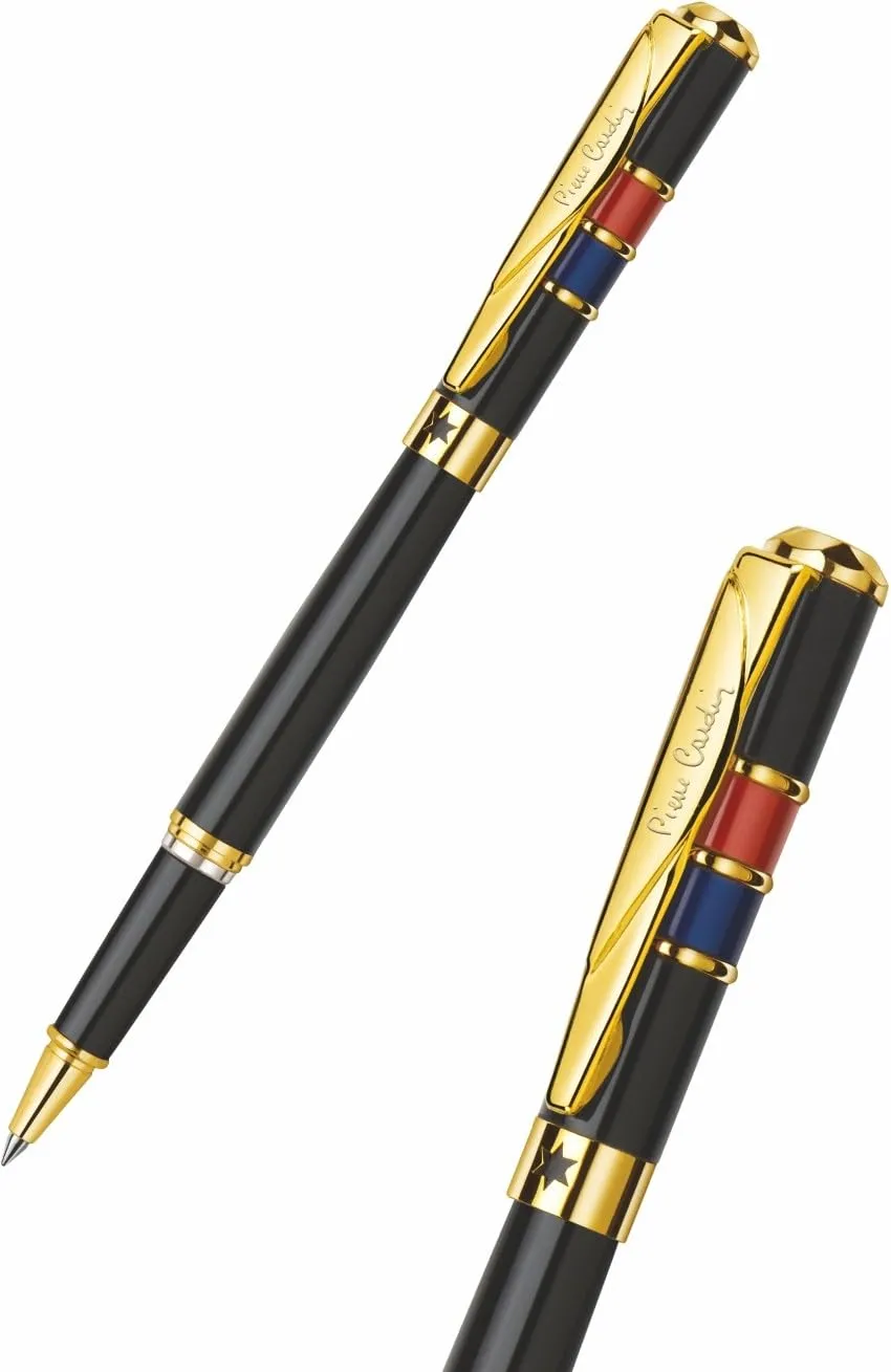 Pierre Cardin Lamor Premium Metal Roller Pen | Black Lacquer Finish Body with Elegant Golden Clip | Ideal for Festive
