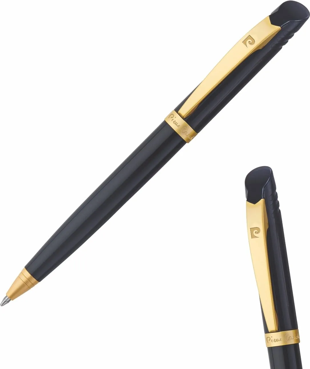Pierre Cardin Black Beauty Premium Metal Ball Pen | Luxurious Acrylic Black Body with Satin Gold Finish Clip | Ideal for Festive