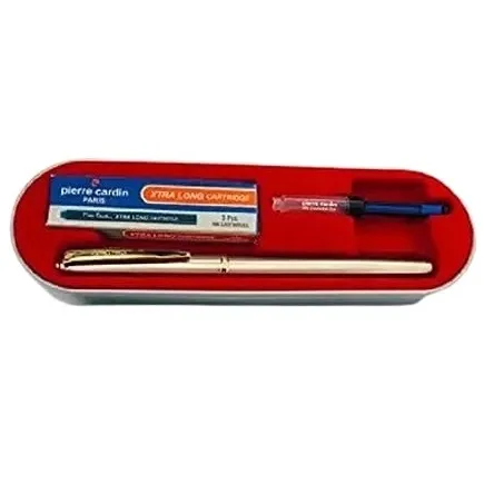 Pierre Cardin Momento Premium Fountain Pen | Fancy Gold Finish Trim & Nib | Free Ink Cartridges & Converter | Ideal for Festive & Corporate Gifting