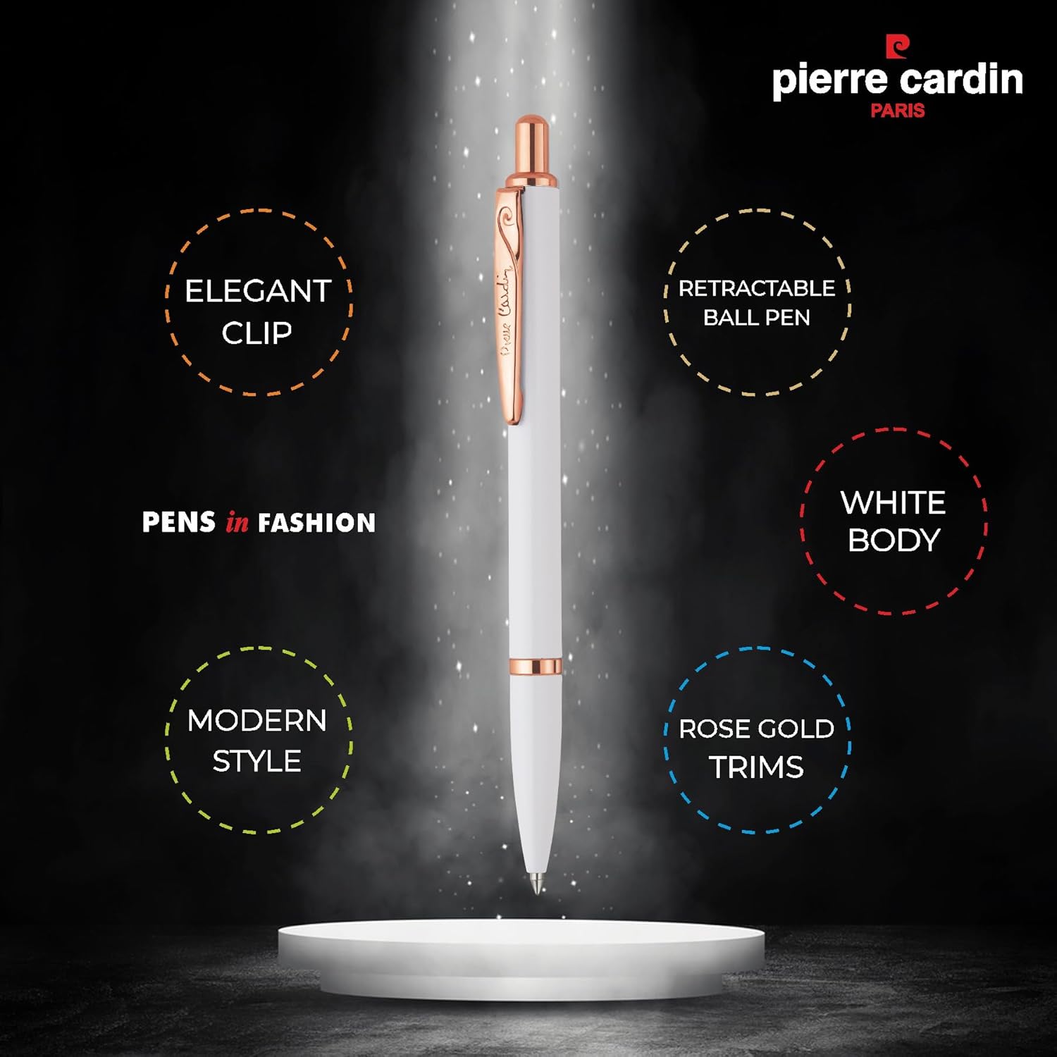 Pierre Cardin White Stallion Gift Set | Premium White Body Pen & Large Display 12 Digits Calculator | Ideal For Christmas, New Year & Corporate Gifting