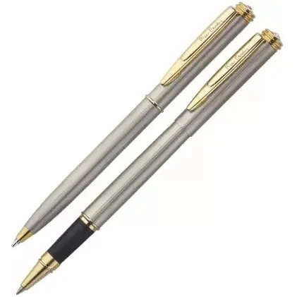 Pierre Cardin Long Champ Premium Gift Set | Luxurious Silver Finish Twist Mechanism & Roller Pen Combo | Ideal for Festive & Corporate Gifting