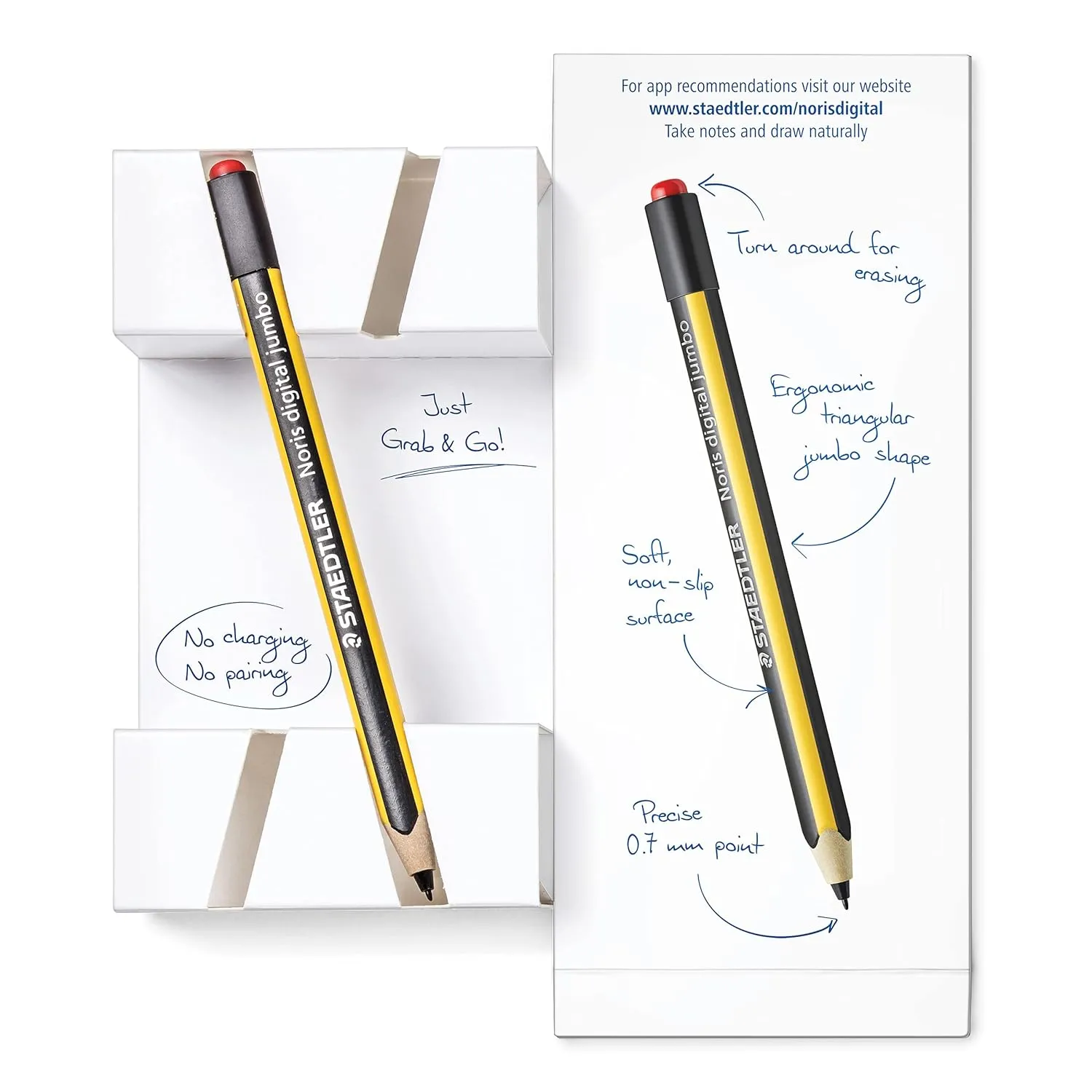 Staedtler Noris Digital Jumbo 180J 22. Emr Stylus With Soft Digital Eraser. For Tablet