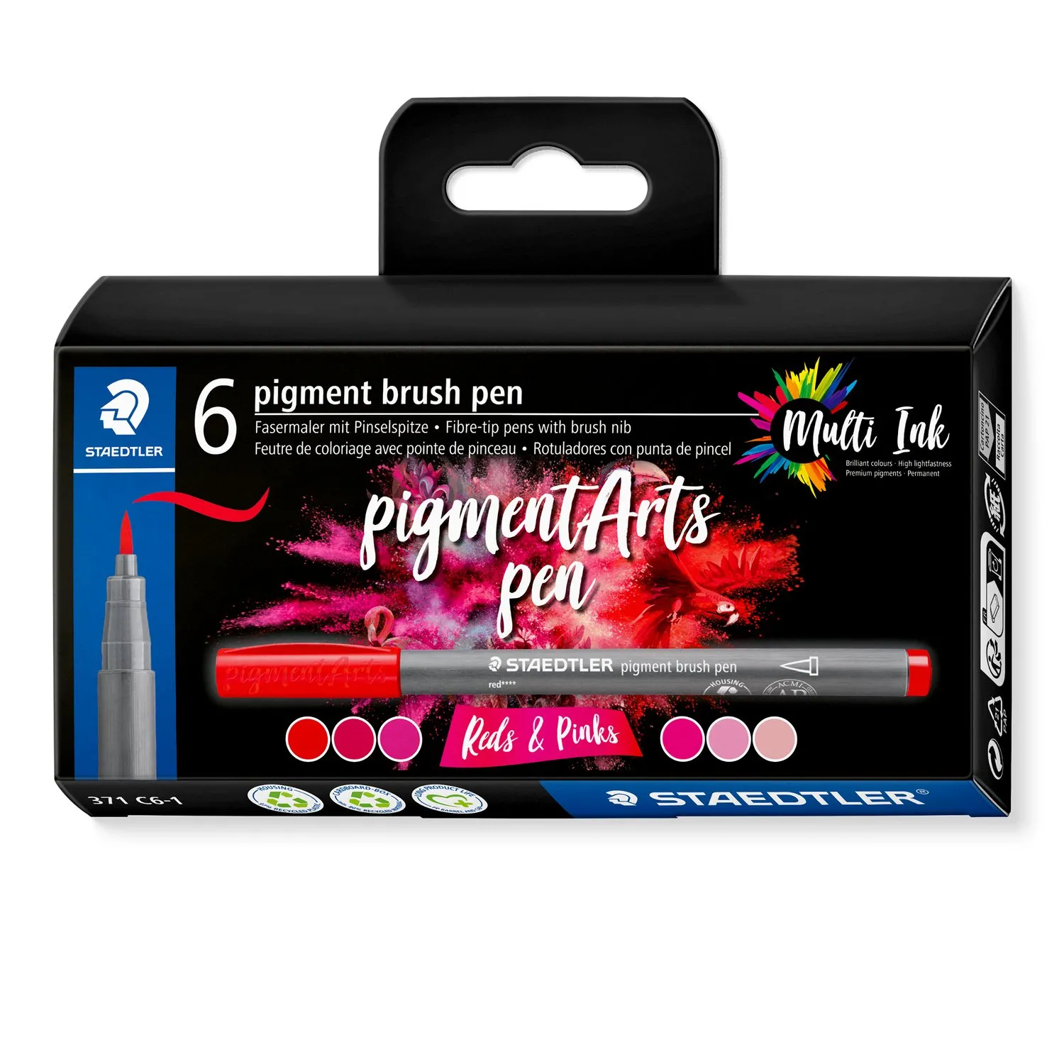 371 C6 1 STAEDTLER PIGMENT BRUSH PEN RED and PINK