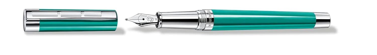 Staedtler Premium Resina Turqouise blue barrel Fountain pen with medium nib