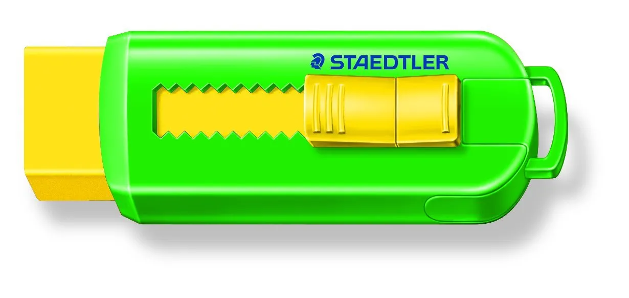 Staedtler 525 PS1 S PVC-Free Eraser with Sliding Plastic Sleeves - Assorted Colours - Pack of 12