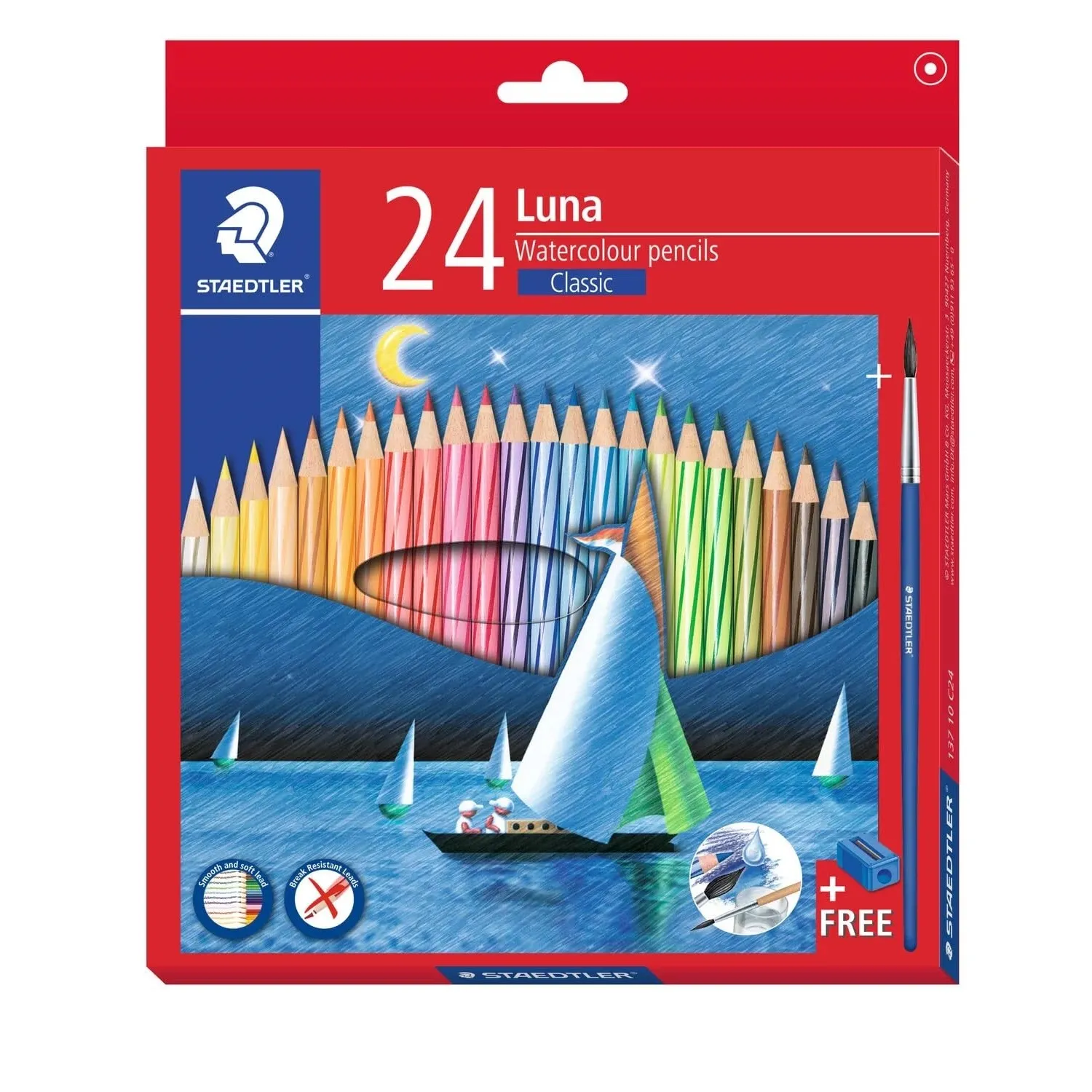 Staedtler Luna Classic 24 Color Water Color Pencil Set with Free Gift