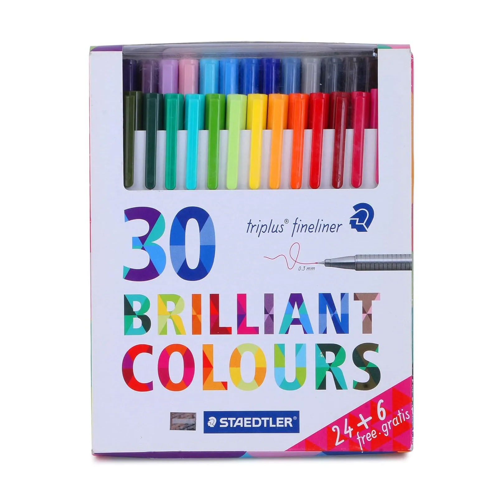 Staedtler triplus fineliner pack of 30 brilliant colour pen only for you  MultiColor