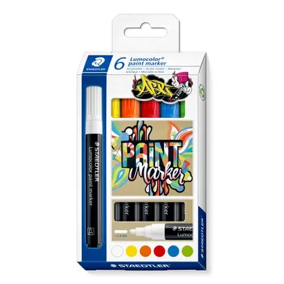 349 C6 STAEDTLER Lumocolour Acrylic Marker PACK OF 6 PCS