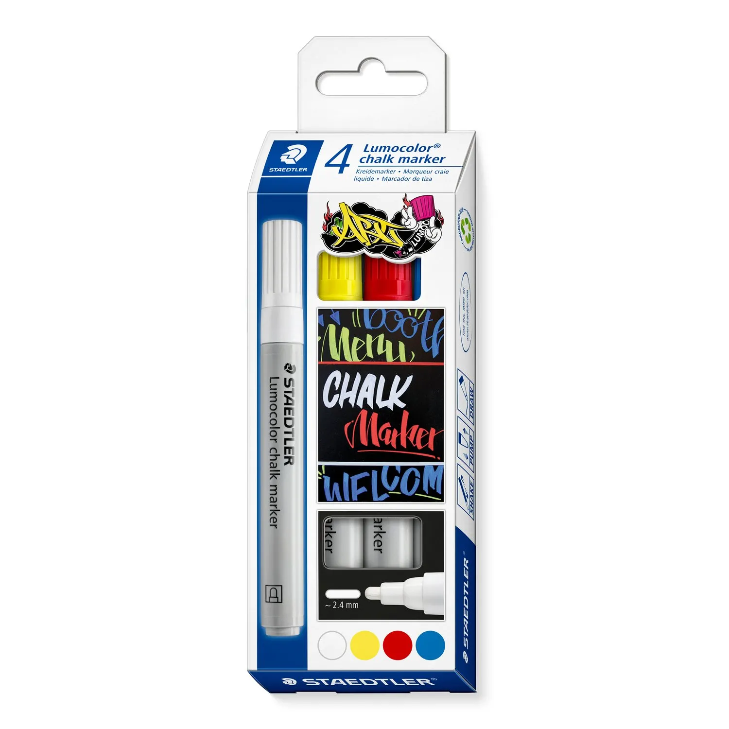 344 C4 STAEDTLER Lumocolour Chalk Marker 4 Pcs
