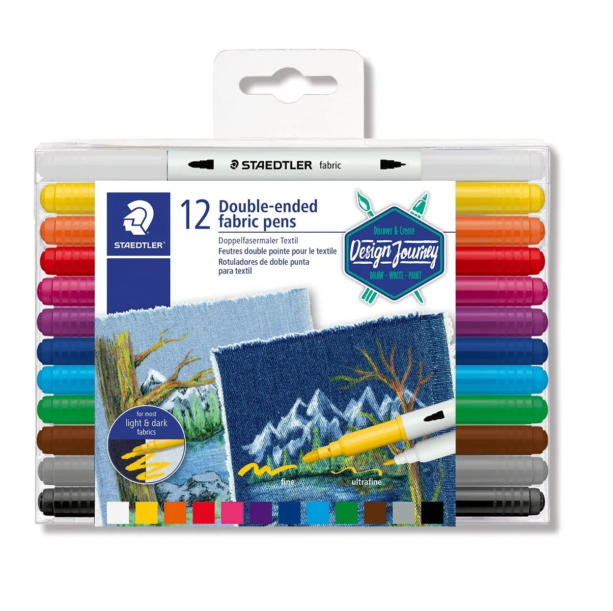 Staedtler Double-end Fibre Tip Textile Pen -12 Color Set