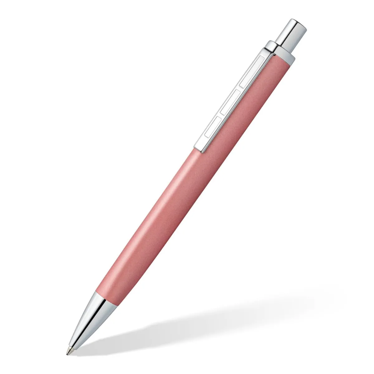 STAEDTLER Triplus 444 M20-3 Retractable Ballpoint Pen 444 M, Colour Radiant Rose, Metal Casing in Ergonomic Triangular Shape, Large Refill M, Ink Colour Blue, 444 M20-3