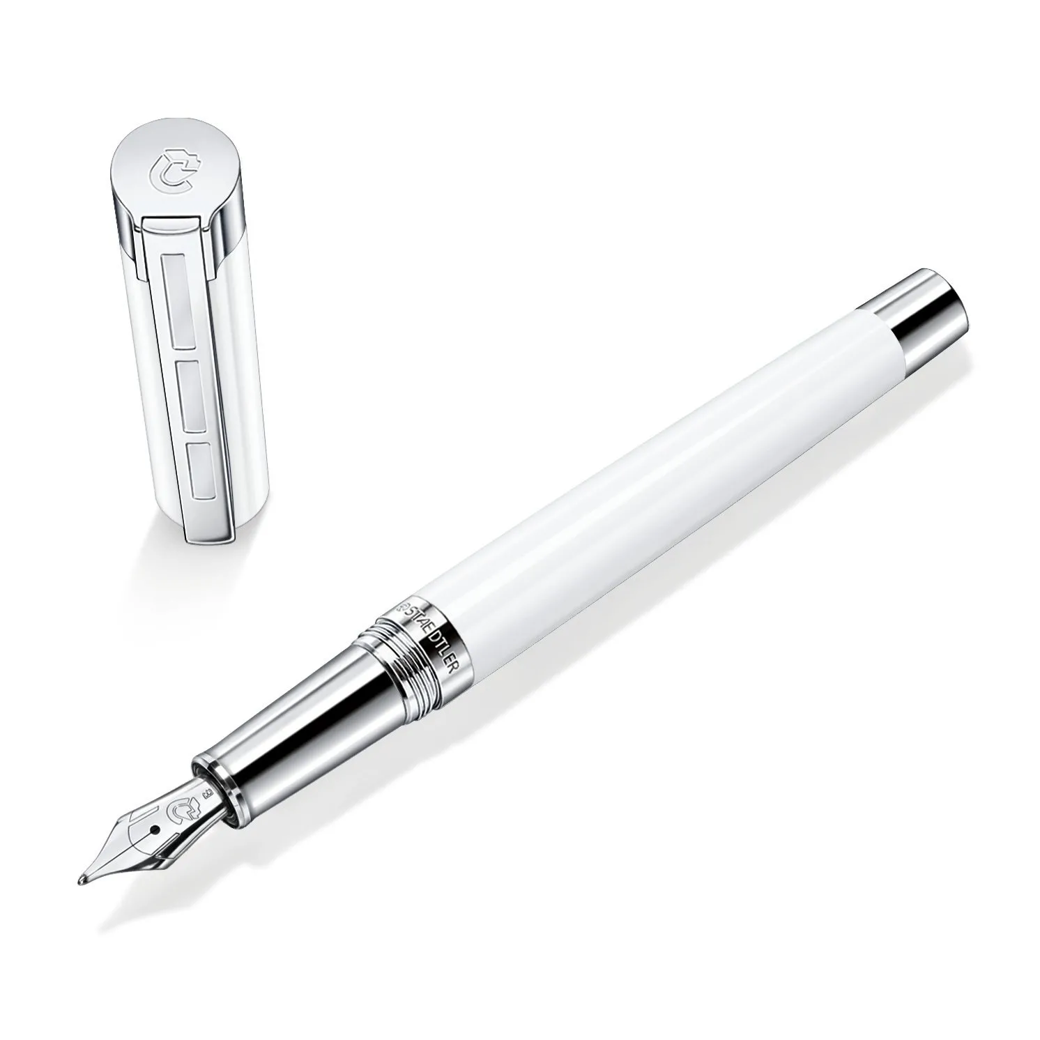 White Elegance: Premium Resina Fountain Pen with Medium Nib