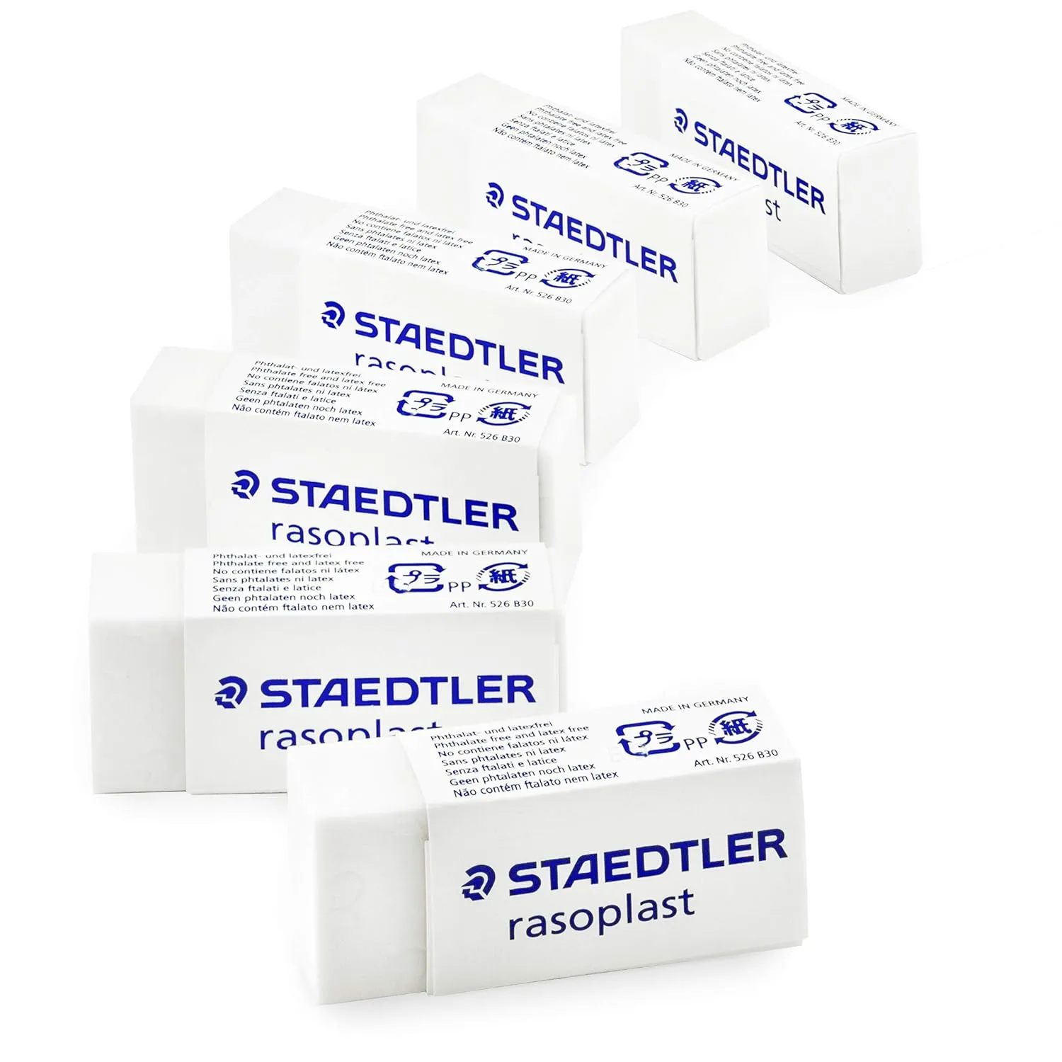 Staedtler Rasoplast MINI Rubber Erasers - White - Pack of 6-526 B30