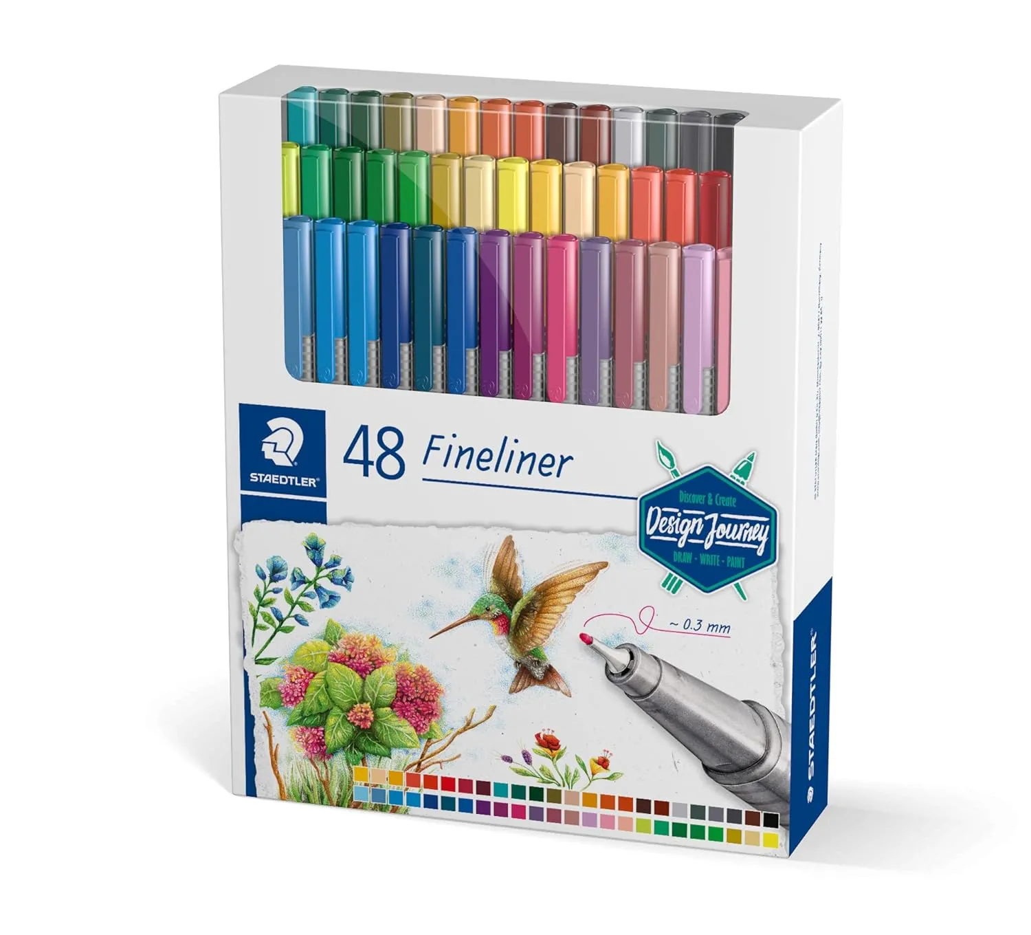 Staedtler triplus colour pen set of 48 colours in cardboard box packing