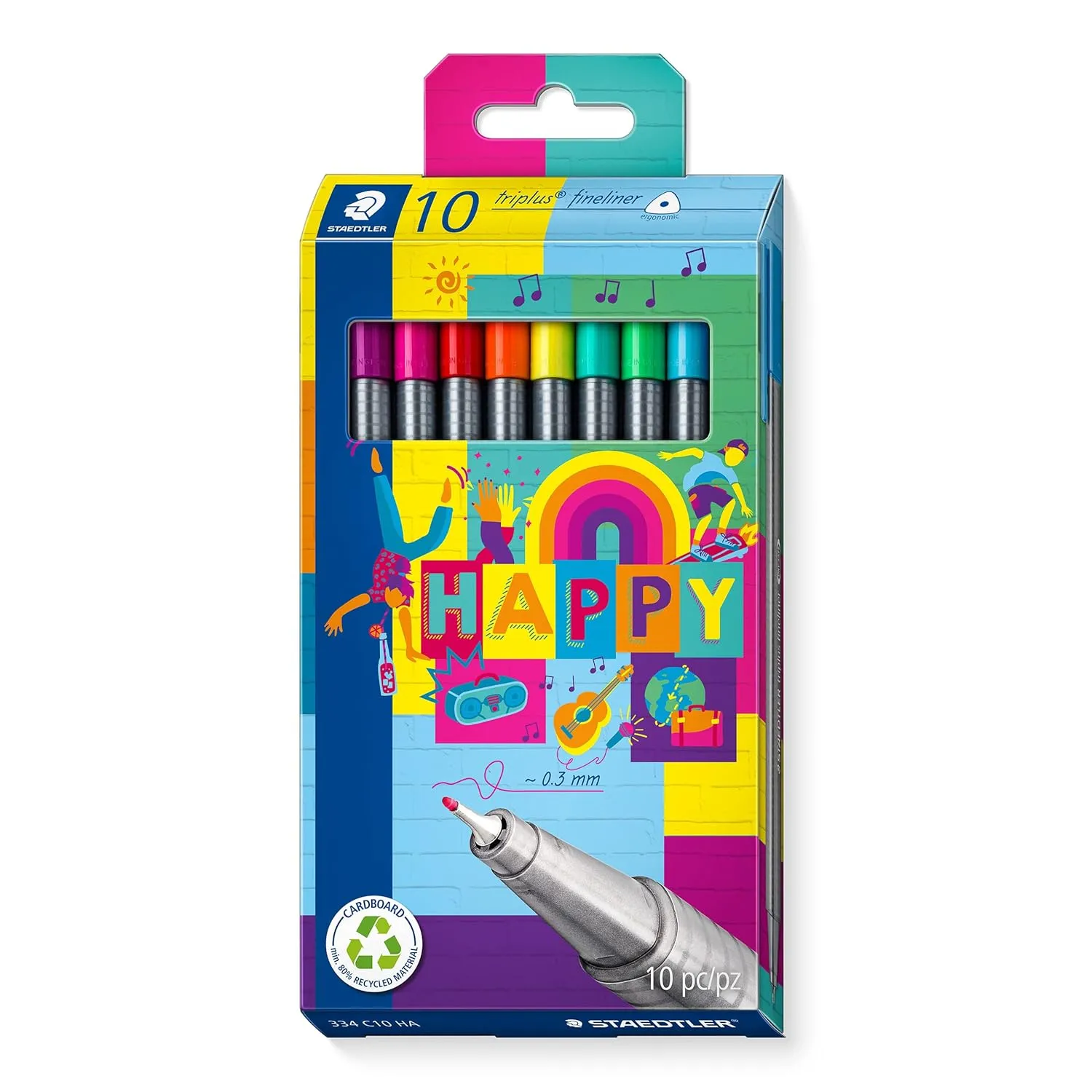 Staedtler Triplus fineliner set of 10 pens from the new HAPPY trendline