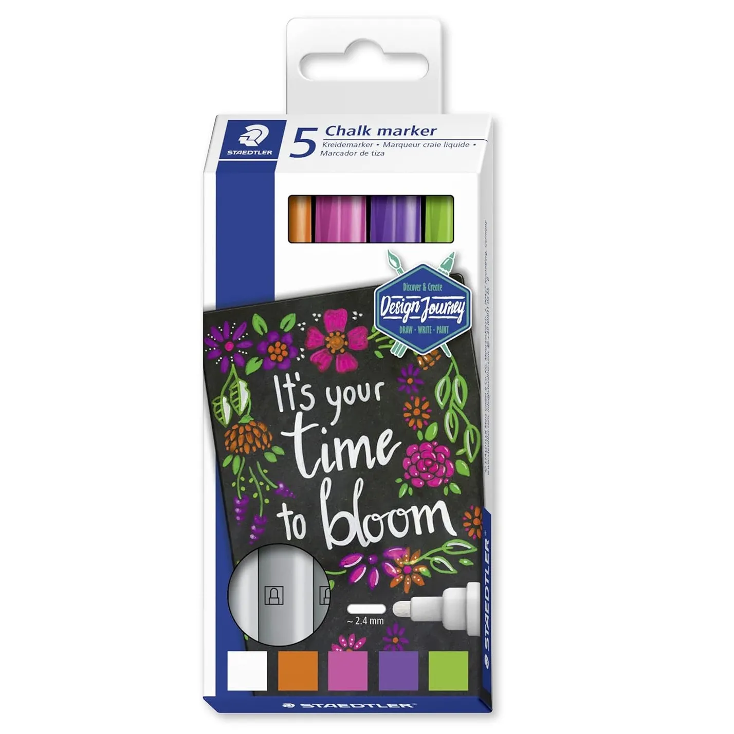 Staedtler Lumocolor Chalk Marker with Bullet tip of 5 nos in asst.colors- 344 C5