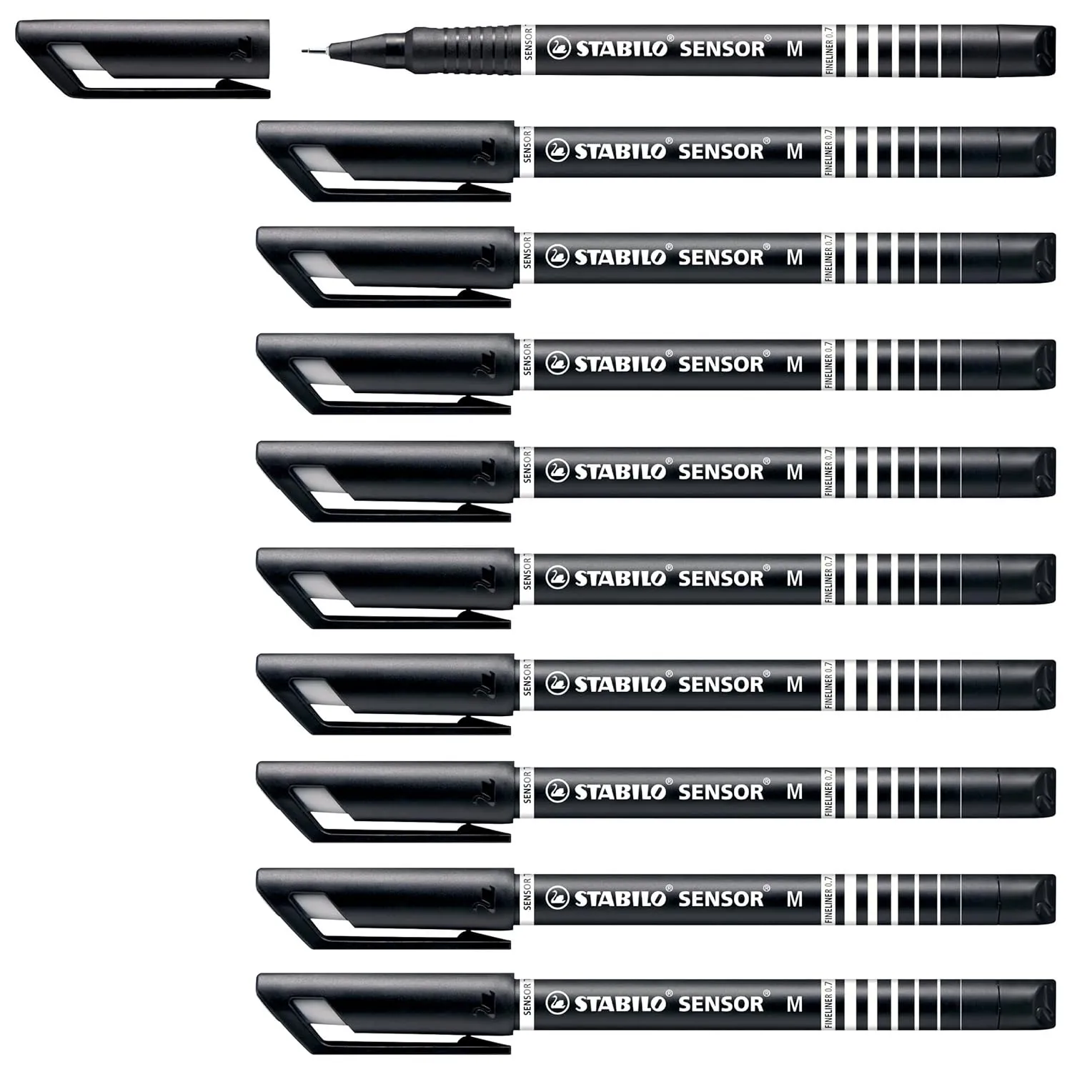 STABILO SENSOR F - Fineliner Pen - Box of 10 - Black