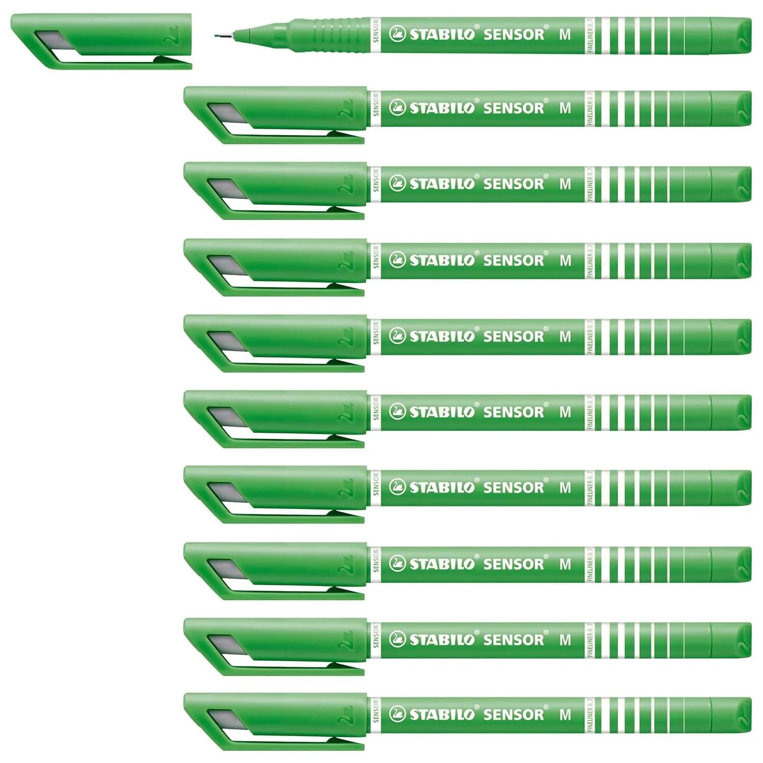 STABILO Fineliner with Cushioned F-Tip SENSOR F - Pack of 10 - Green