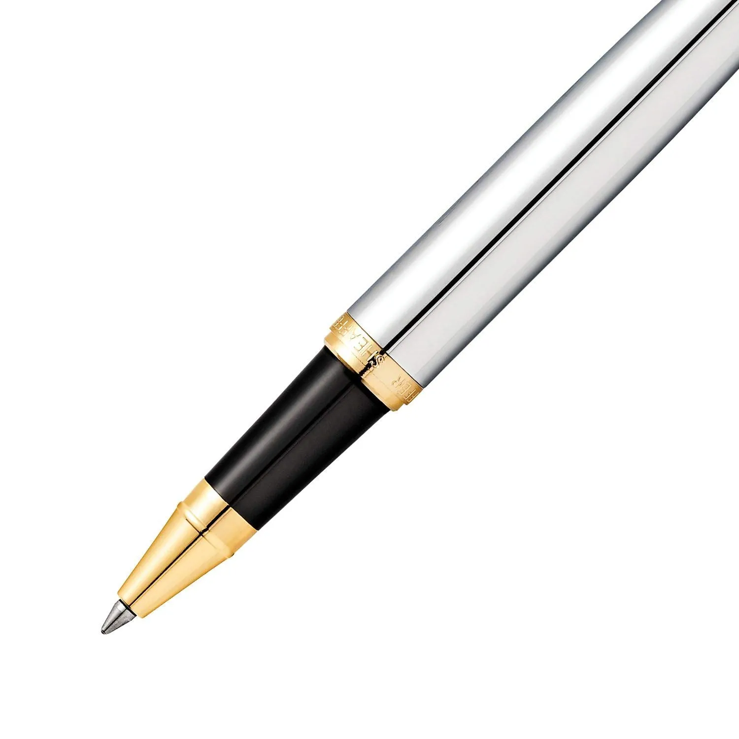 Sheaffer VFM 9422 Rollerball Pen Polished Chrome with Gold Plated Trim | Premium Silver pen