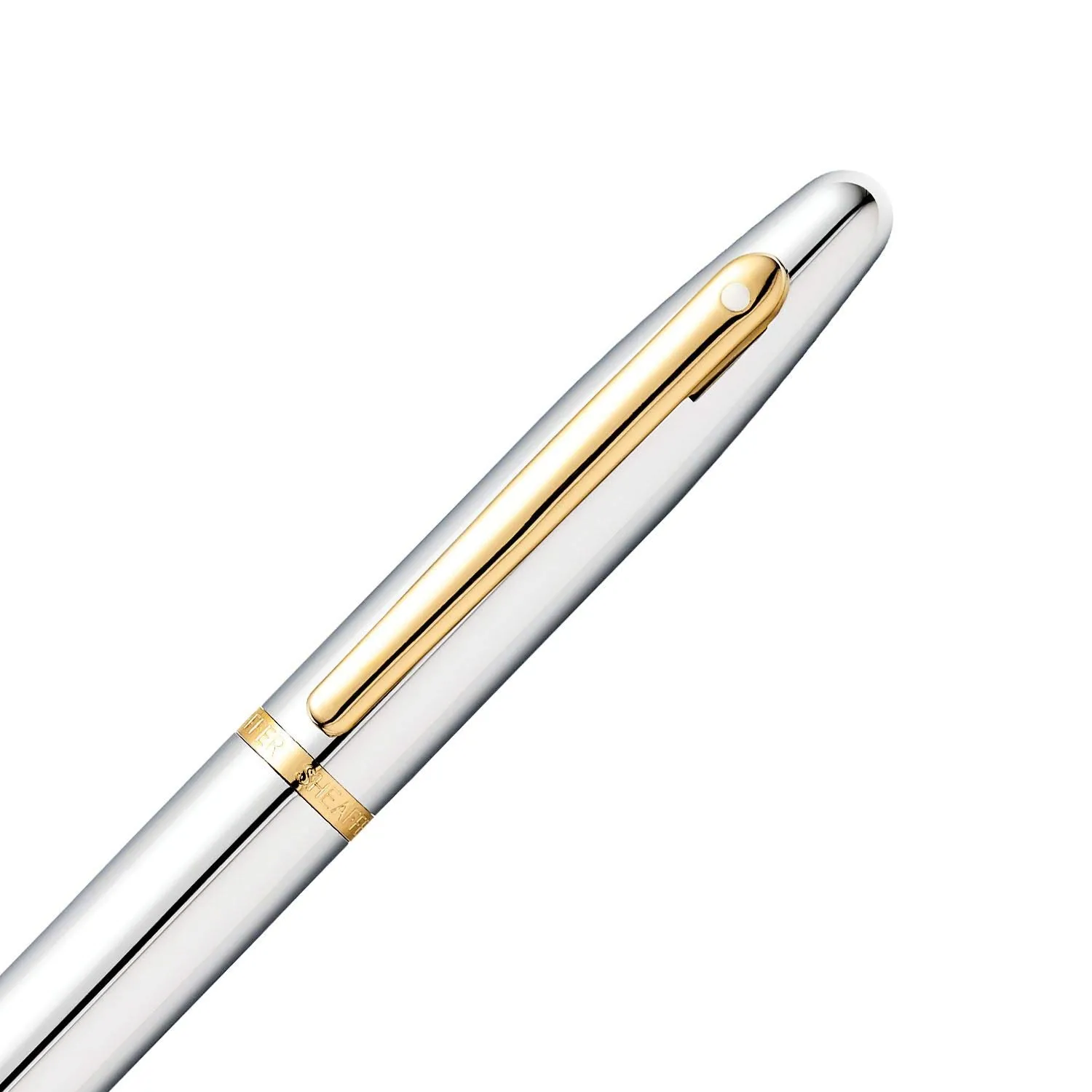 Sheaffer VFM 9422 Rollerball Pen Polished Chrome with Gold Plated Trim | Premium Silver pen