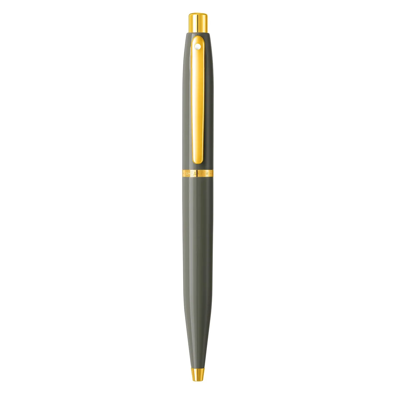 Sheaffer VFM 9427 Glossy Light Grey Ballpoint Pen With PVD Gold-Tone Trim | Premium Ballpoint Pen