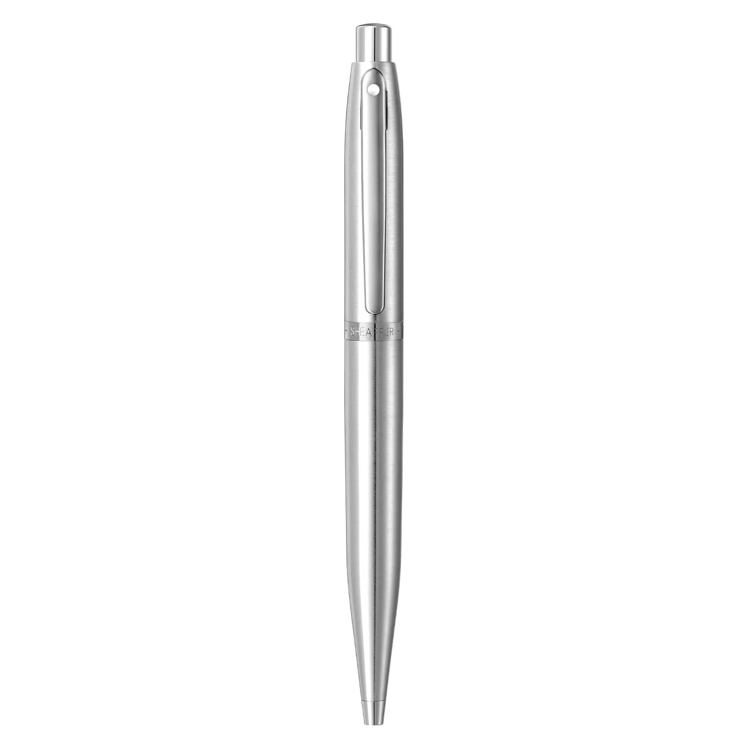 Sheaffer VFM 9426 Brushed Chrome Ballpoint Pen With Chrome Trim | Premium Silver Ballpen