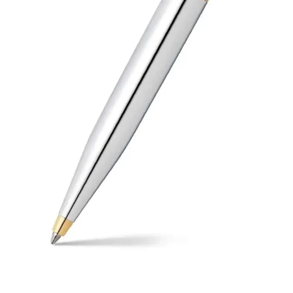 Sheaffer Gift Set VFM Ballpoint Pen With A6 Notebook Polished Chrome With Gold Trims | Premium Pen Gift Sets