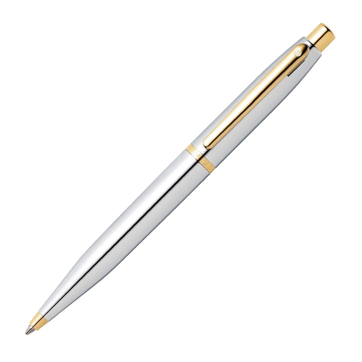Sheaffer VFM 9422 Ballpoint Pen Polished Chrome with Gold Plated Trim | Premium Ballpen Silver