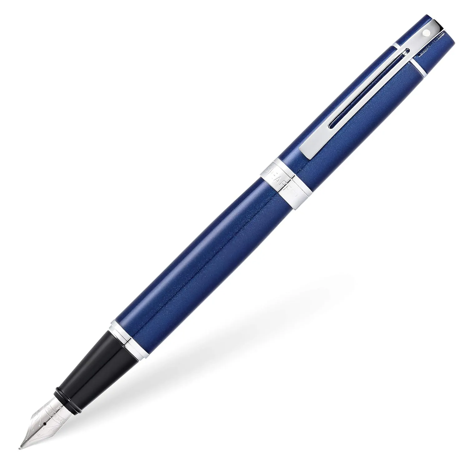 Sheaffer Gift 300 9341 Fountain Pen Glossy Blue with Chrome-Plated Trim | Medium Nib | Premium Pen Gift Set