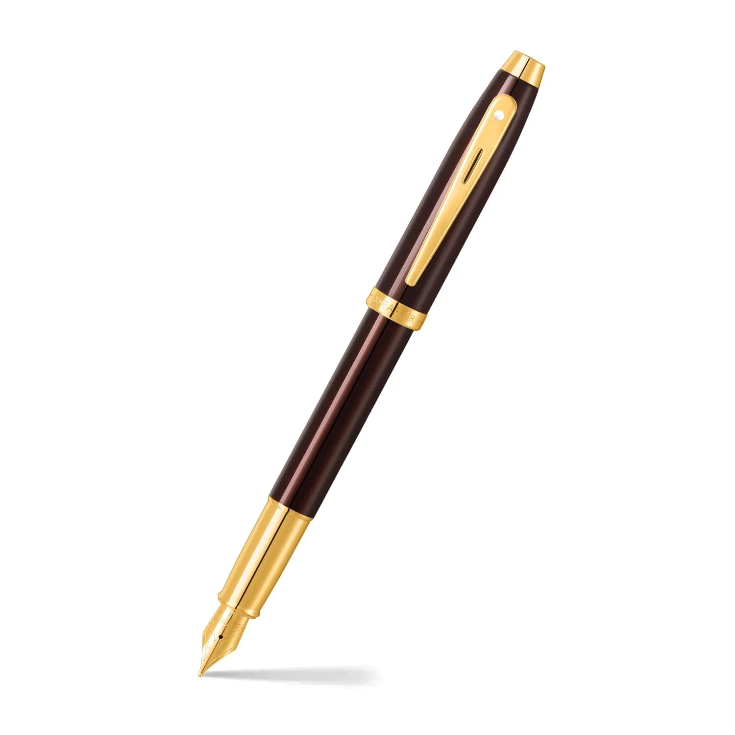 Sheaffer Gift 100 9370 Fountain Pen Glossy Coffee Brown with PVD Gold tone Trim | Fountain Pen Medium Nib | Premium Pen Gift Set