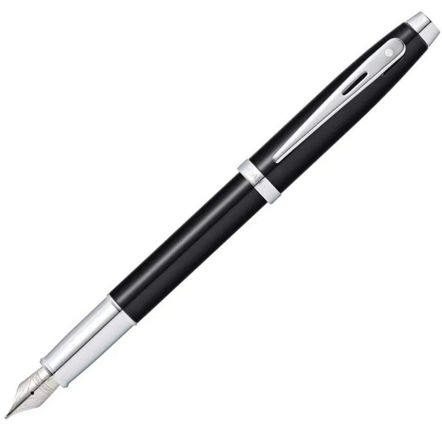 Sheaffer Gift 100 Glossy Black Fountain pen with Chrome Plated Trim | Fountain Pen Medium Nib | Pen Set for Gift