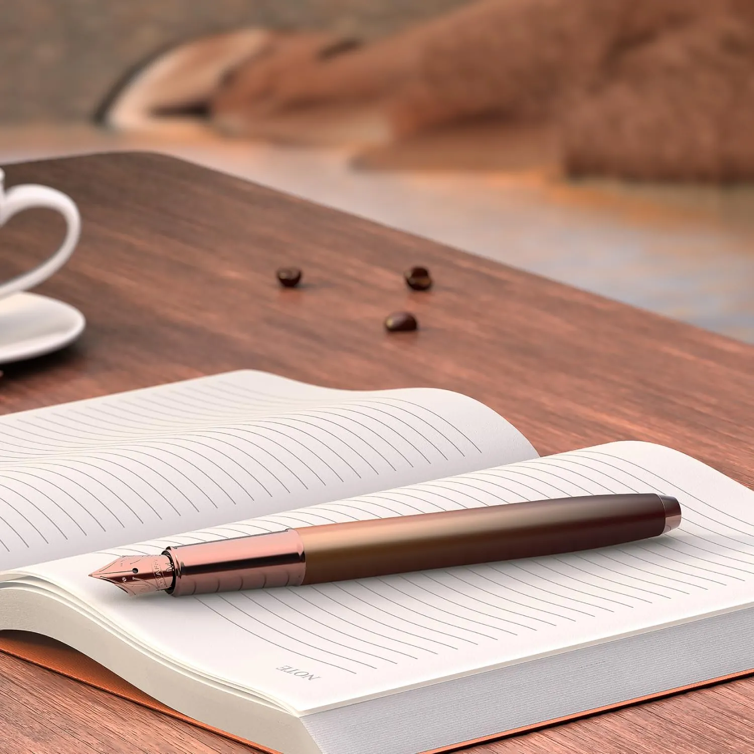 Sheaffer Gift 100 9374 Fountain Pen | Coffee Edition Matt Brown with Regal Brown PVD Trim | Fine Nib | Premium Coffee Brown Pen | Premium Fountain Pen