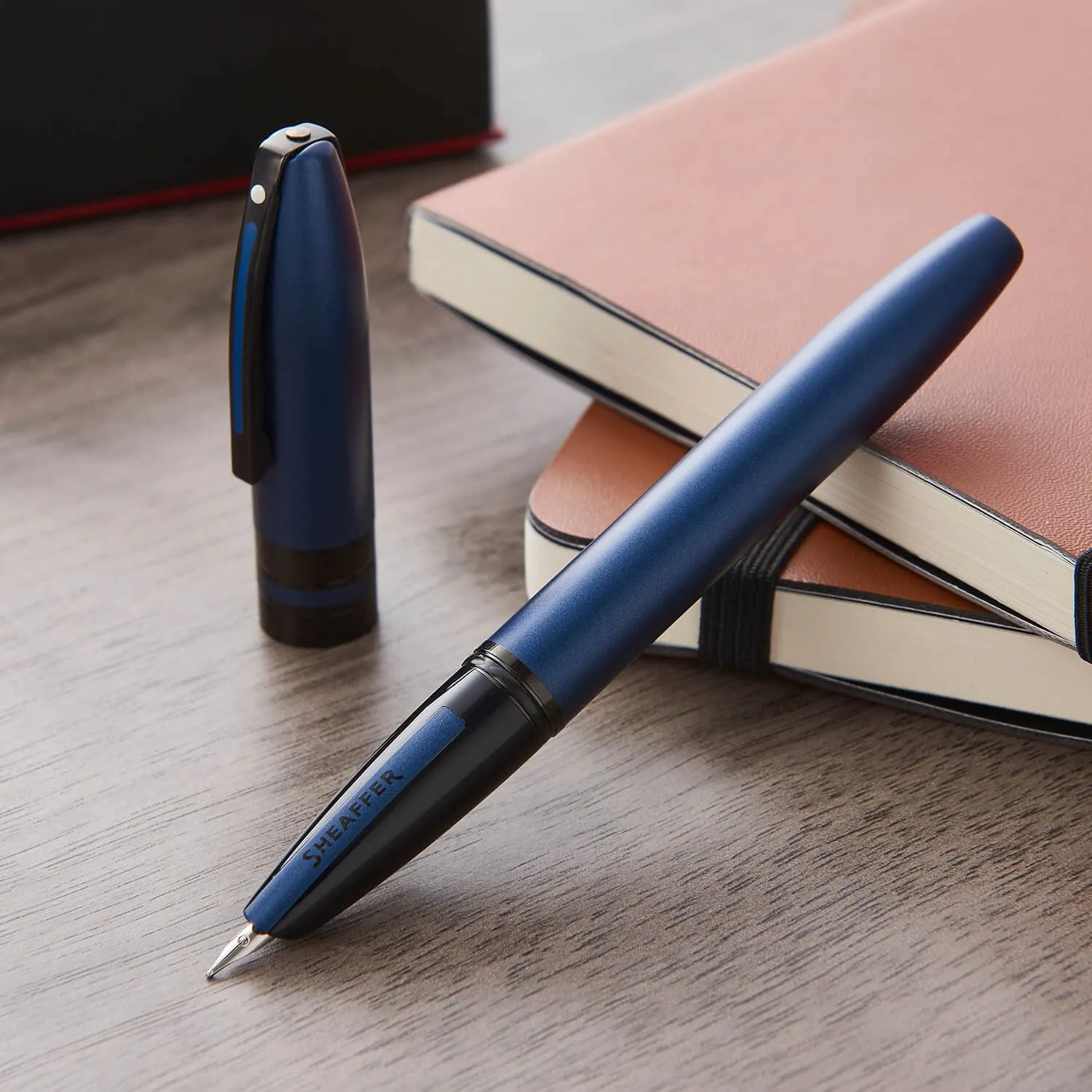 Sheaffer 9110 Icon Fountain Pen (Medium) - Metallic Blue with Glossy Black PVD Trim
