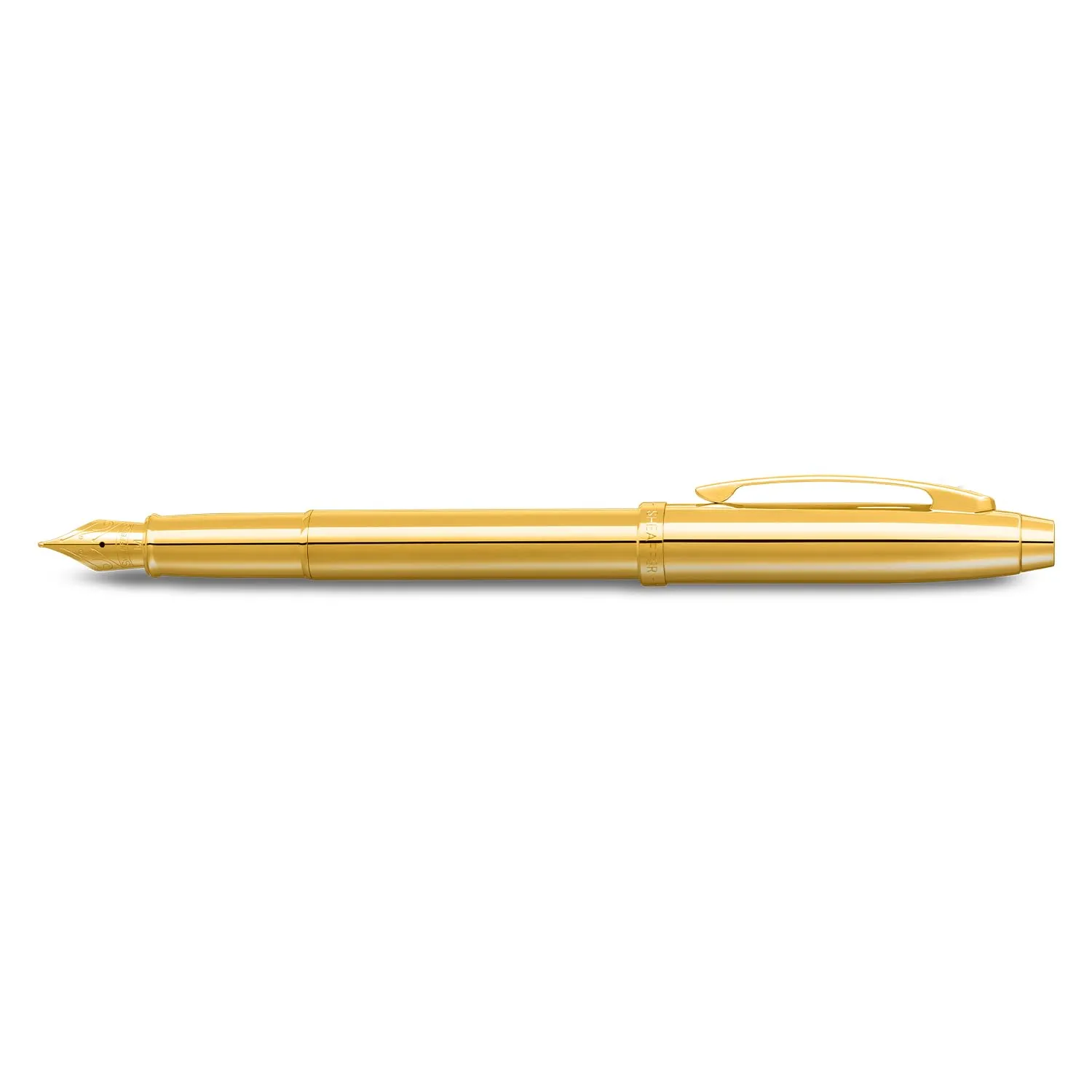 Sheaffer 100 9372 Glossy PVD Gold Fountain Pen With PVD Gold Trim - Medium