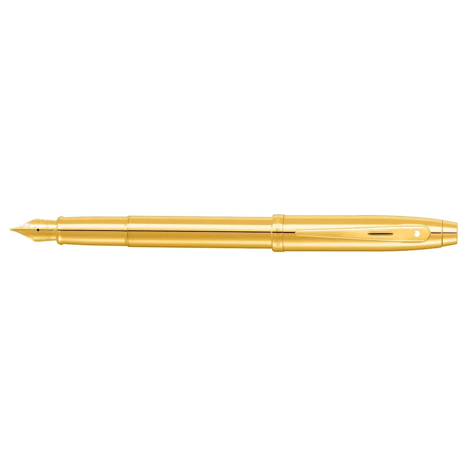 Sheaffer 100 9372 Glossy PVD Gold Fountain Pen With PVD Gold Trim - Medium
