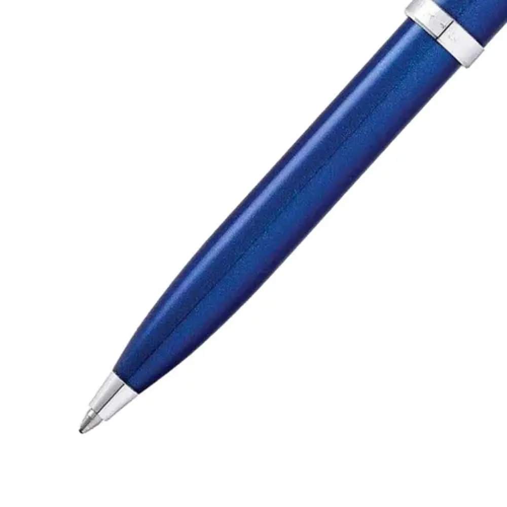 Sheaffer Gift Set 100 Ballpoint Pen With Business Card Holder Glossy Blue With Chrome Trims | Pen Set for Gift