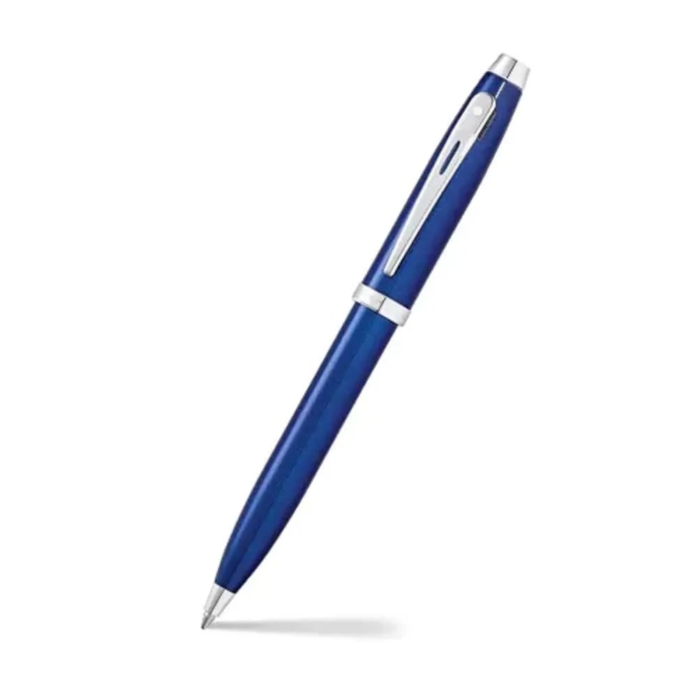 Sheaffer Gift Set 100 Ballpoint Pen With Business Card Holder Glossy Blue With Chrome Trims | Pen Set for Gift