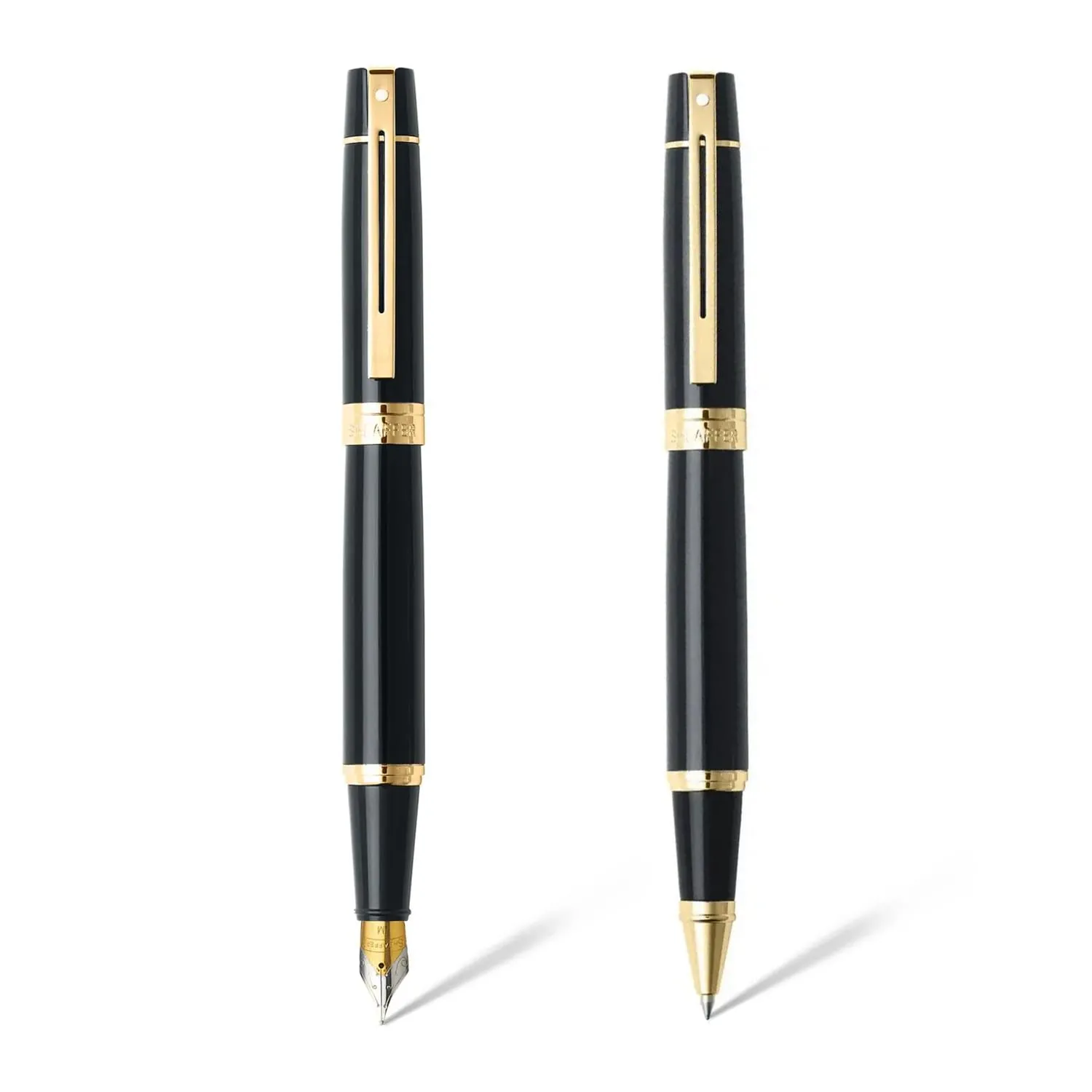 Sheaffer Gift Pack | Set of Fountain Pen   Rollerball Pen | 300 E9325 Glossy Black with Gold Tone Trim