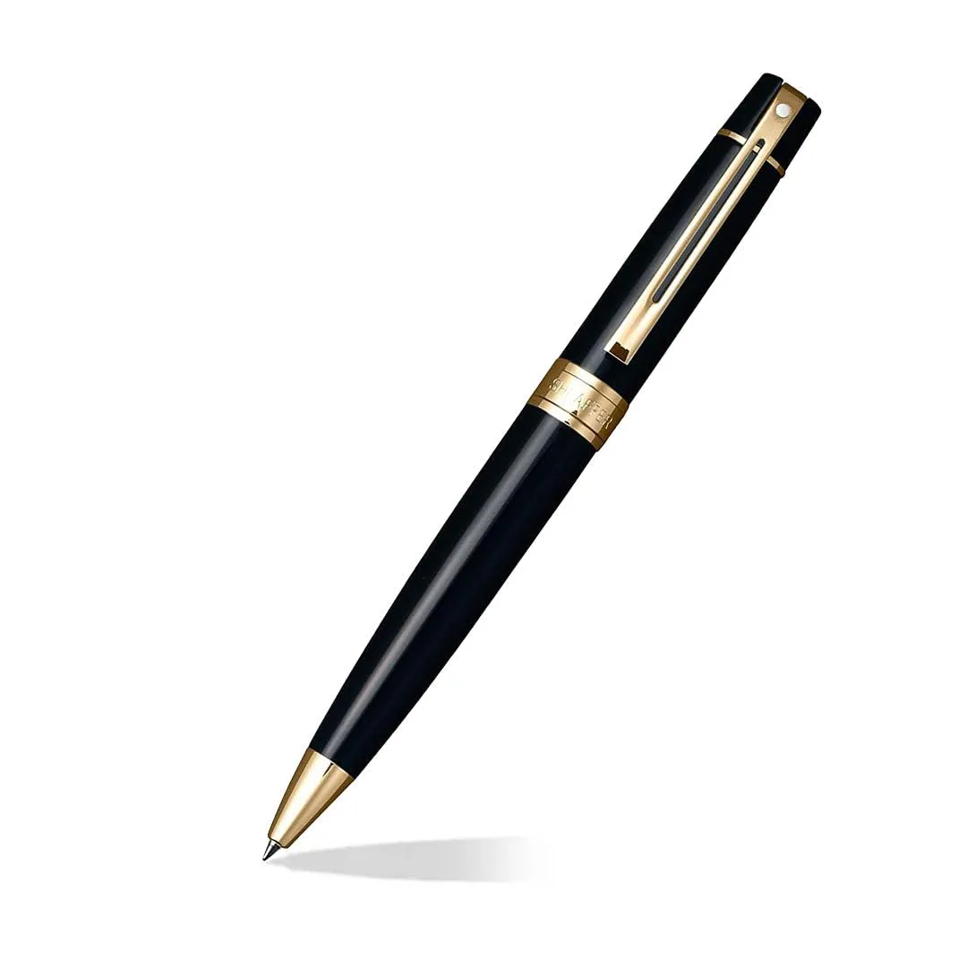 Sheaffer Gift Set 300 Ballpoint Pen with Credit Card Holder Glossy Black with Gold Trims | Pen Set for Gift