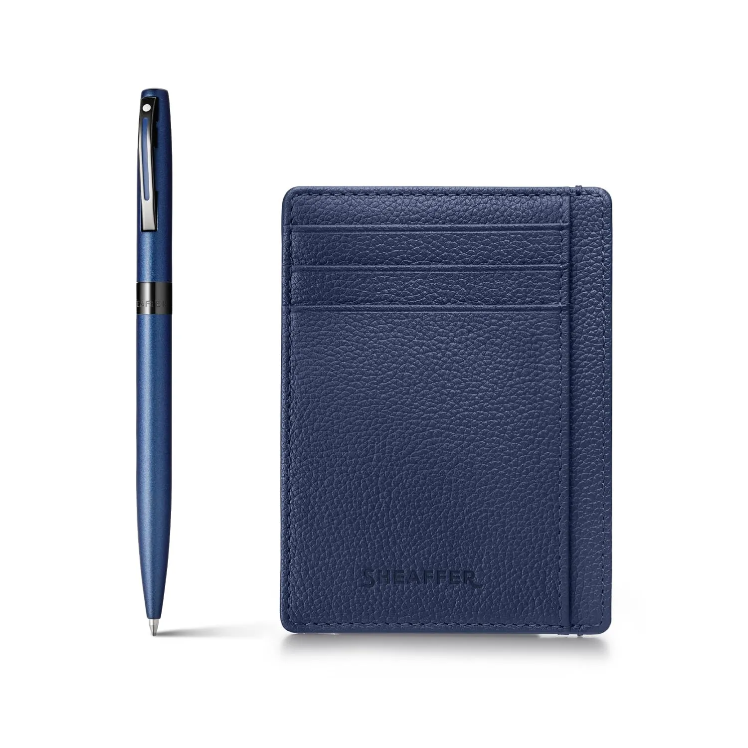 Sheaffer Gift Set | Reminder 9018 Matte Blue Ball Point Pen with Sapphire Night Credit Card Holder | Premium Gift Sets