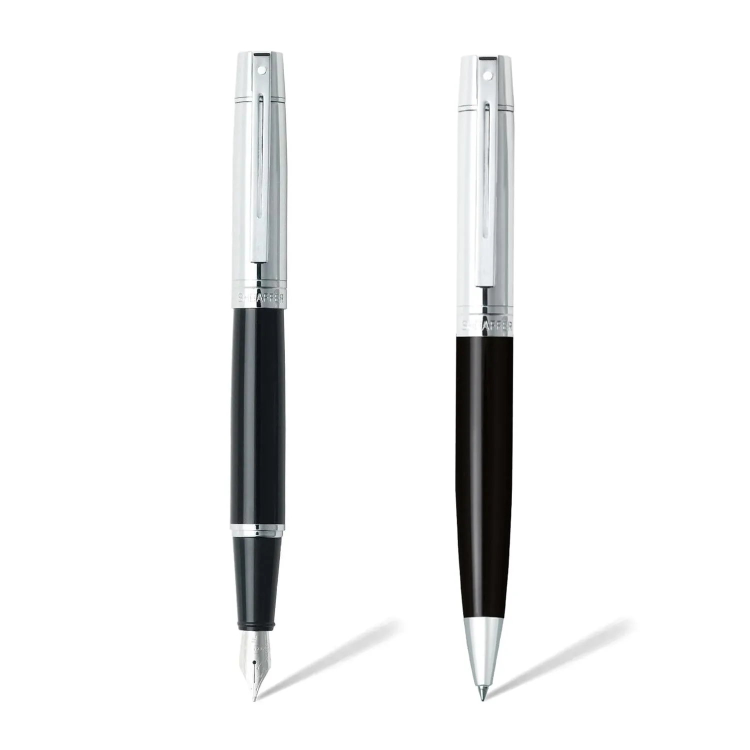 Sheaffer Gift Pack | Set of Fountain Pen   Ballpoint Pen | 300 E9314 Glossy Black Barrel Chrome Cap with Chrome Trim