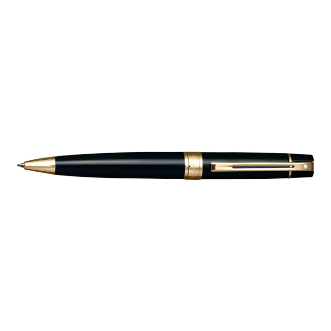 Sheaffer Gift Set | Glossy Black 300 9325 Ballpoint Pen With Gold-Tone Trim Pen Pouch | Premium Giftset
