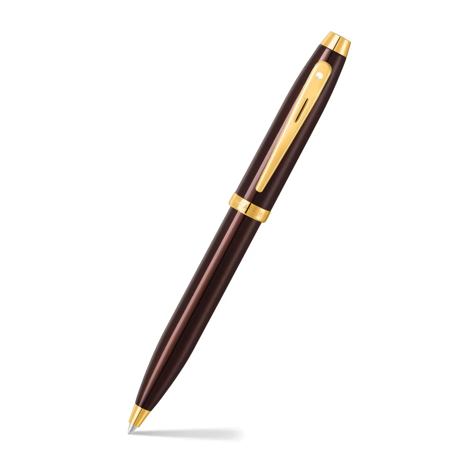 Sheaffer Gift Set 100 9370 Glossy Brown Ballpoint Pen with Rustic Mocha Credit Card Holder | Premium Gift Sets